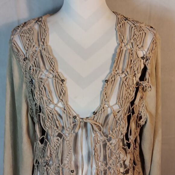 Reba Beaded Crochet Fringe Cardigan - Picture 2 of 7